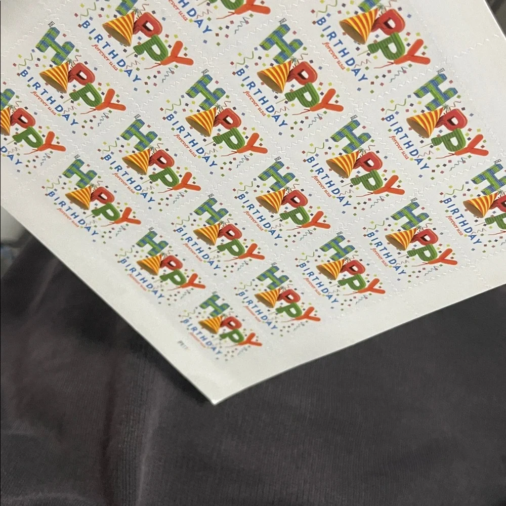 50 Books  'Happy Birthday' Postage Stamps - Colorful Party Design 1000 Pcs good